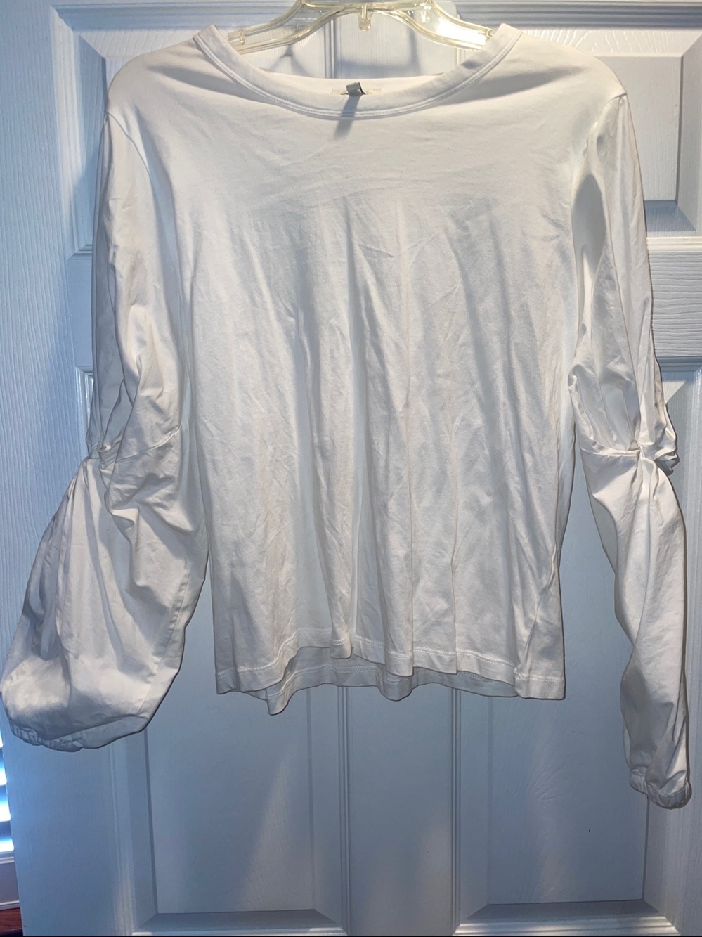 Ella Moss White Long Sleeve Balloon-Sleeve Top